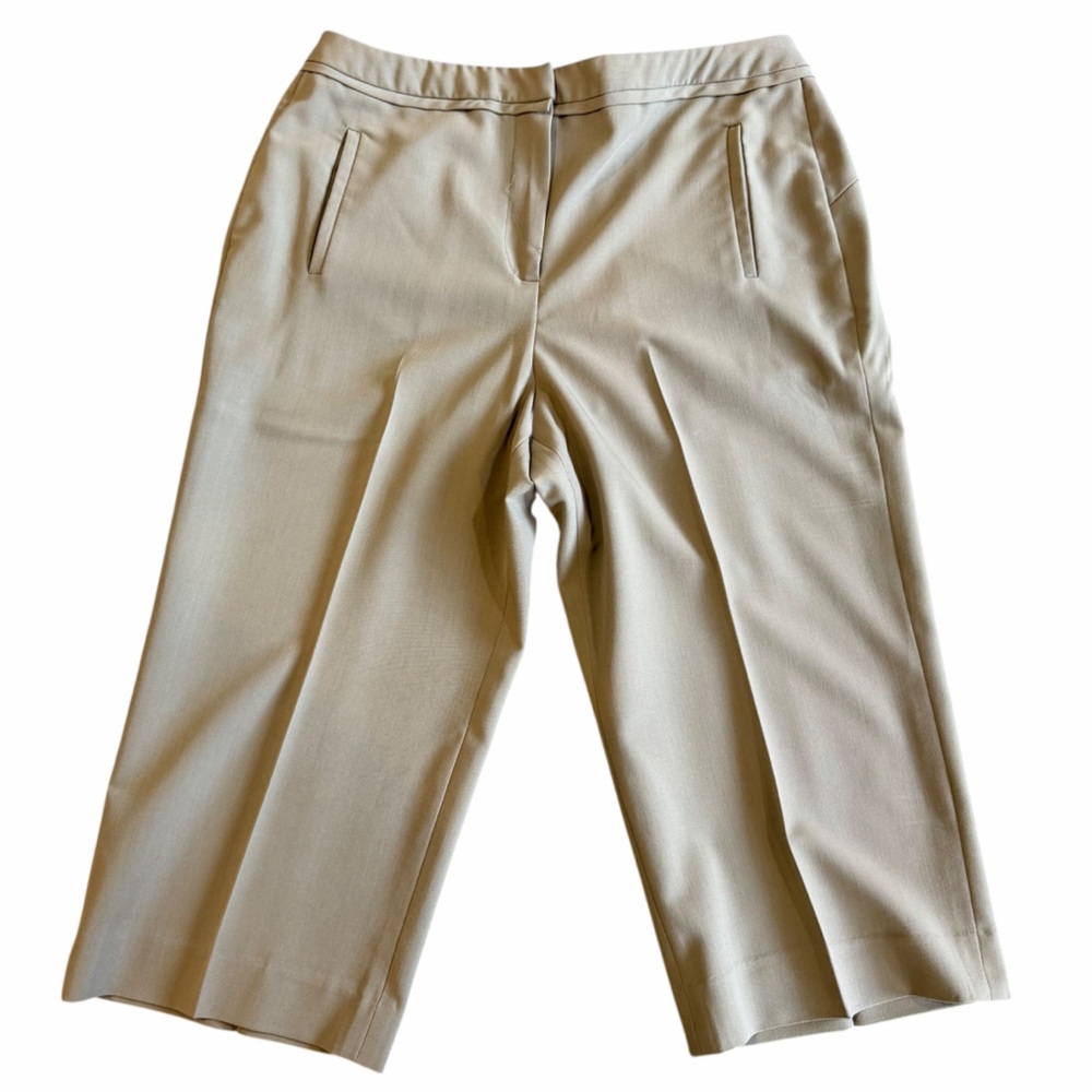 Larry Levine Stretch‎ Capri Pants Women’s Size 10 l Tan Cropped Trousers